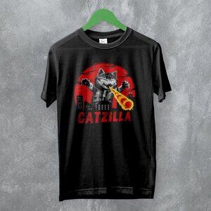 Catzilla Japan Cat Lover Funny Godzilla Parody Graphic Art Fan T-Shirt 165